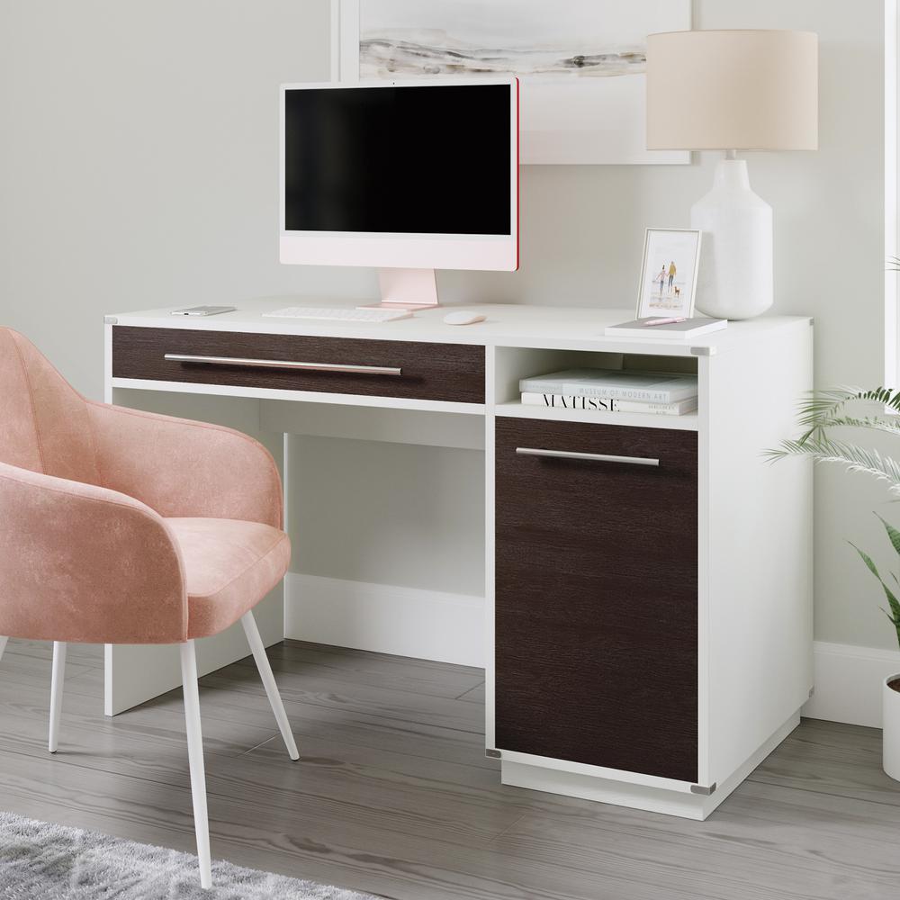 Vista Key Single Ped Desk Pearl Wh/Miste. Picture 3