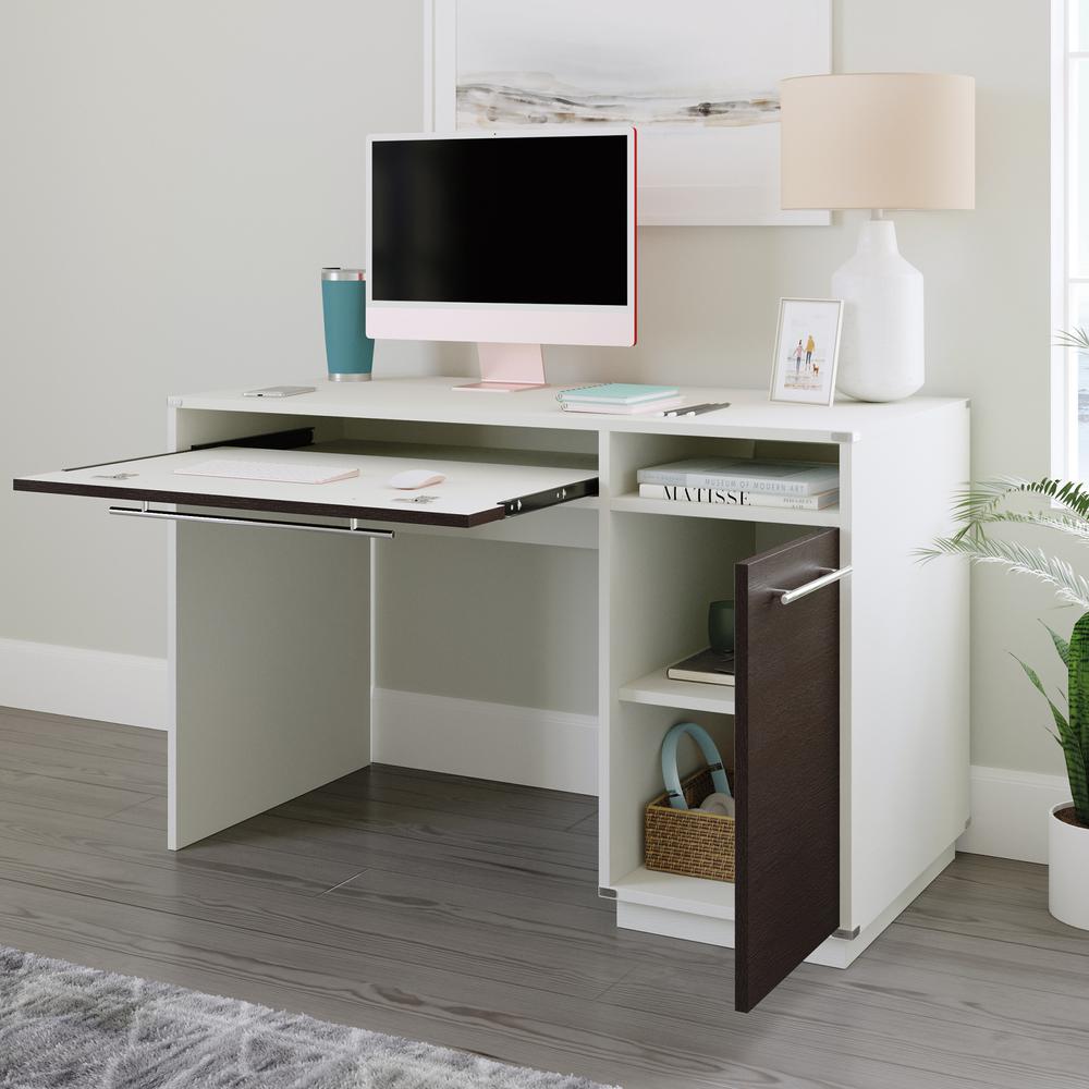 Vista Key Single Ped Desk Pearl Wh/Miste. Picture 4