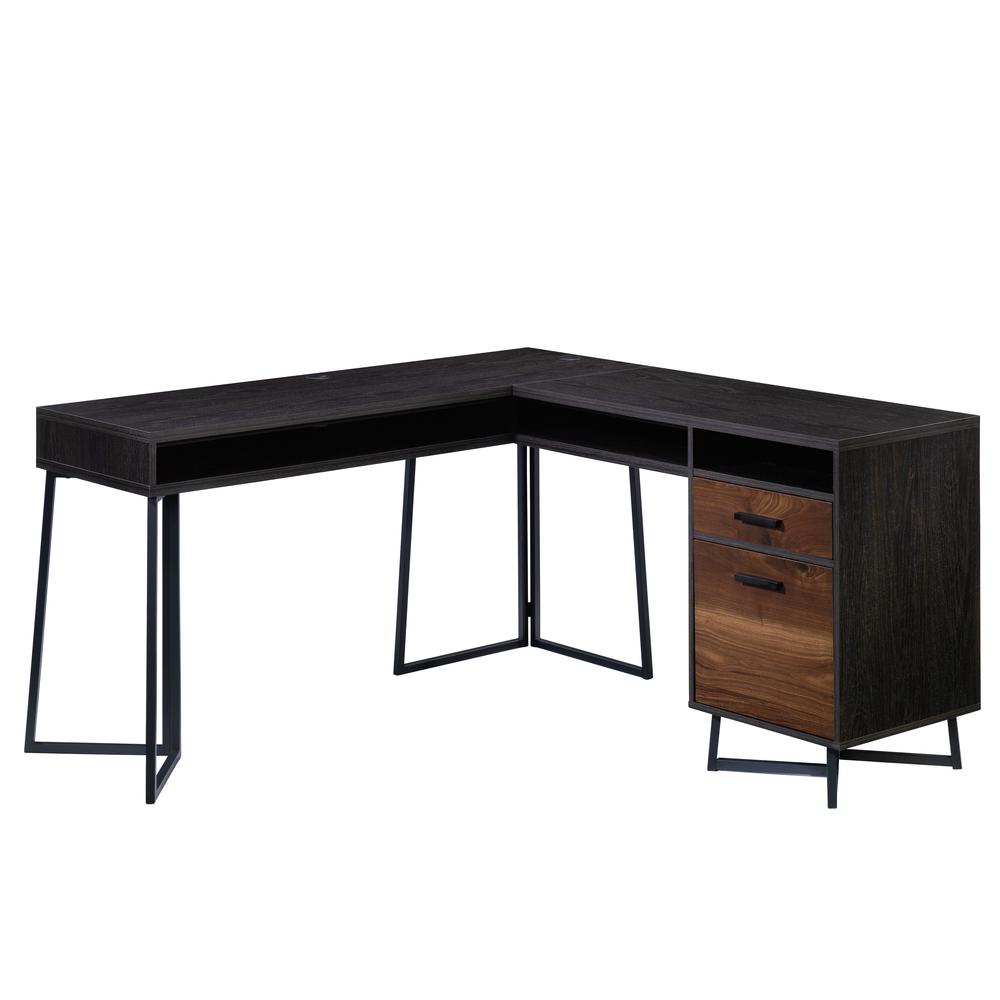 Canton Lane L Desk, Brew Oak finish. Picture 1
