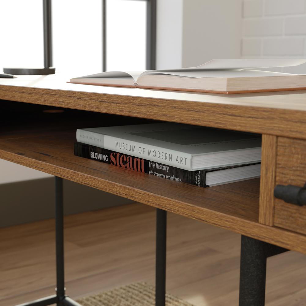 Iron City L Desk, Checked Oak finish. Picture 7