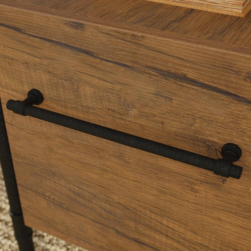 Iron City L Desk, Checked Oak finish. Picture 8