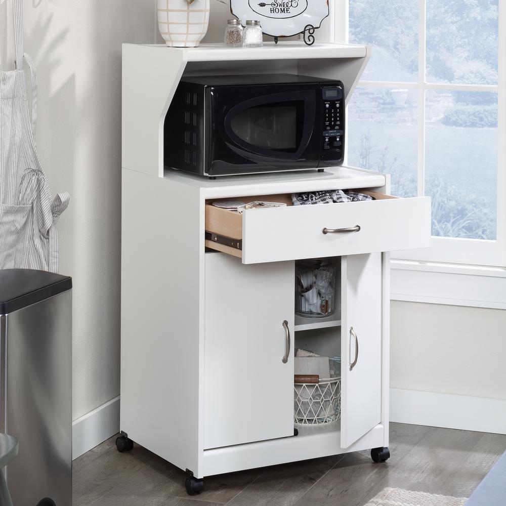 Microwave/Kitchen Cart Glacier White. Picture 12