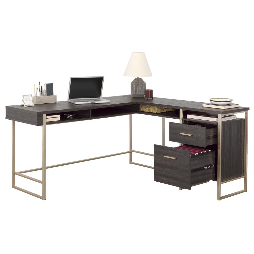 Walter Heights L Desk, Blade Walnut finish. Picture 2