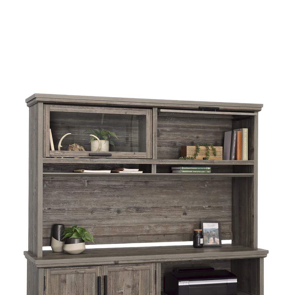 Aspen Post Commercial Office Hutch, Pebble Pine finish. Picture 1