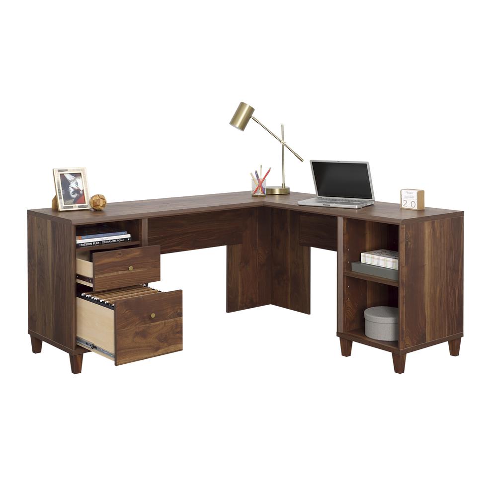 Willow Place L Desk, Grand Walnut finish. Picture 1
