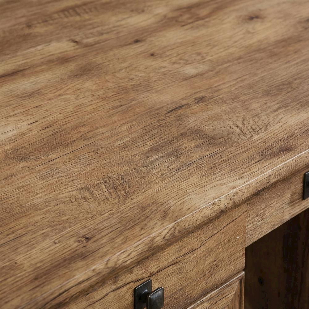 Vintage Oak Finish Modern Farmhouse Executive Desk With Rectangle Top. Picture 5