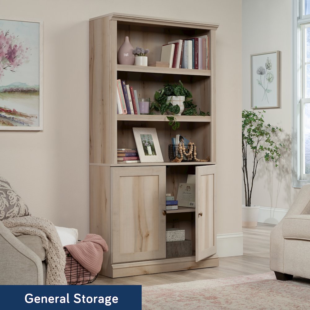 5-Shelf/Book Shelf 2-Door Bookcase, Pacific Maple Finish. Picture 2