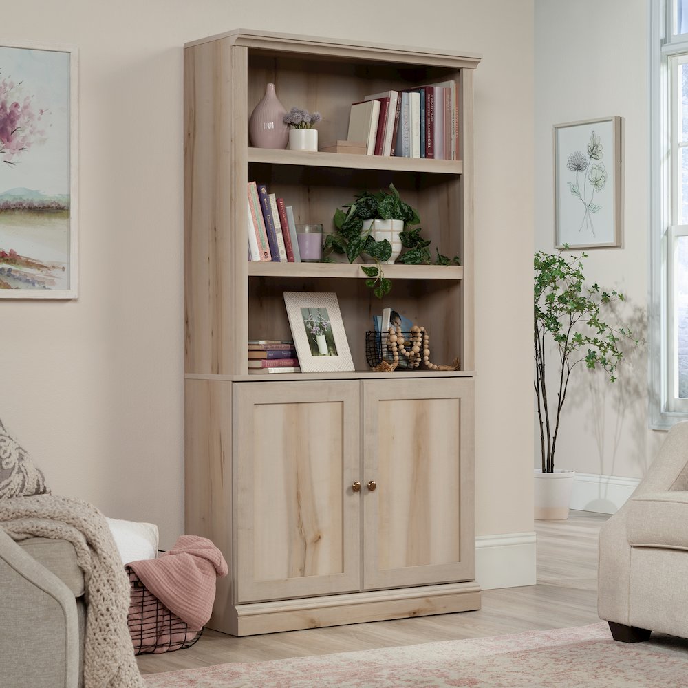 5-Shelf/Book Shelf 2-Door Bookcase, Pacific Maple Finish. Picture 1