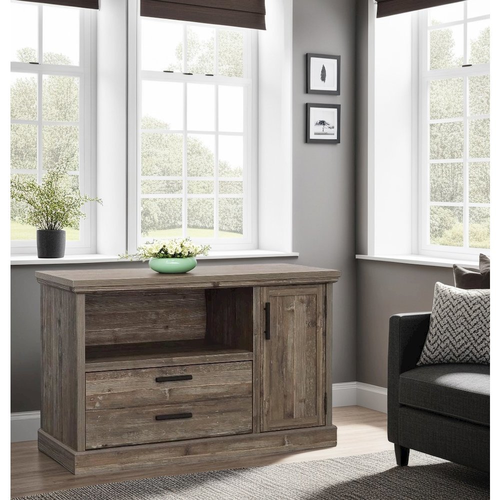 Green Engineered Wood Storage Credenza with Double Cabinet for Living Room. Picture 2