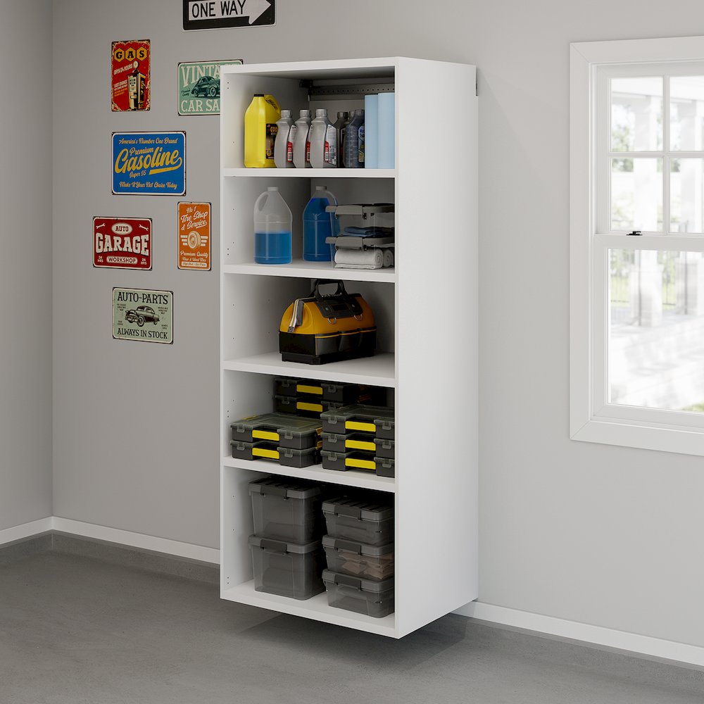 GarageCore 83" hx23 d Shelves, White Finish. Picture 1