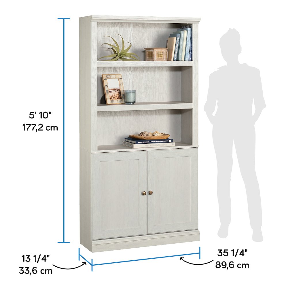 5-Shelf/Book Shelf 2-Door Bookcase, Glacier Oak Finish. Picture 6