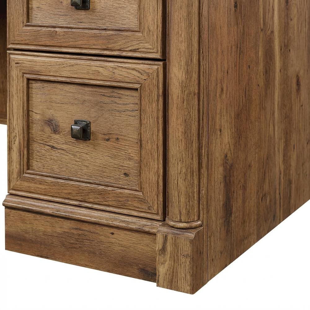 Vintage Oak Finish Modern Farmhouse Executive Desk With Rectangle Top. Picture 6