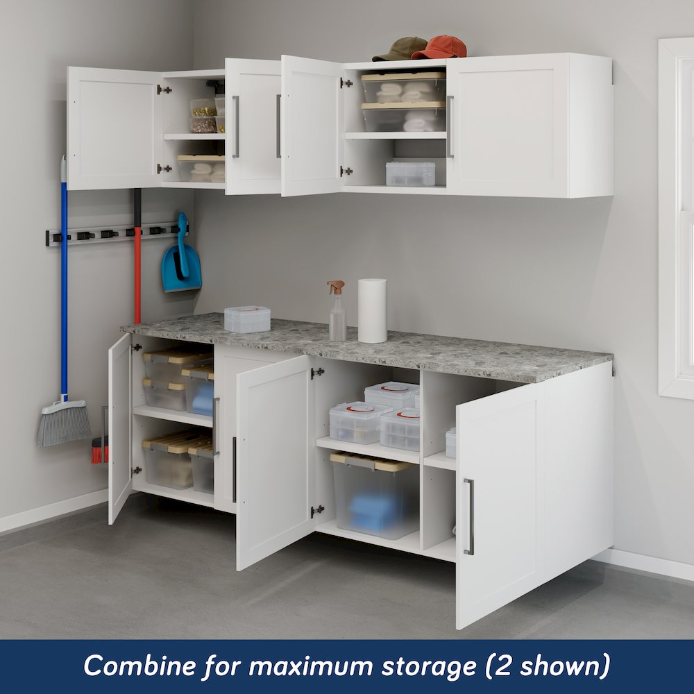Garage Core Upper Cabinet, Base Cabinet, Doors, and Top, White Finish. Picture 3