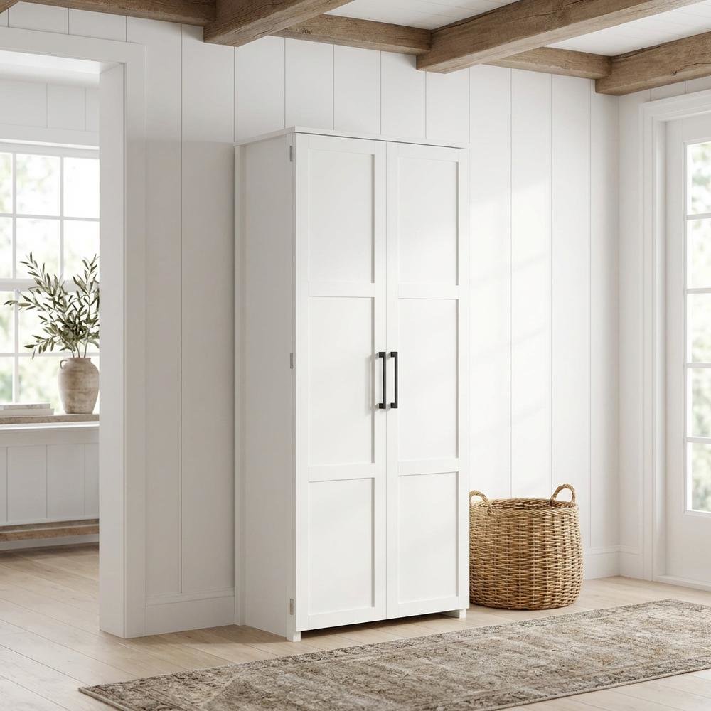 White Finish Storage Cabinet With Spacious Interior And Modern Design. Picture 2