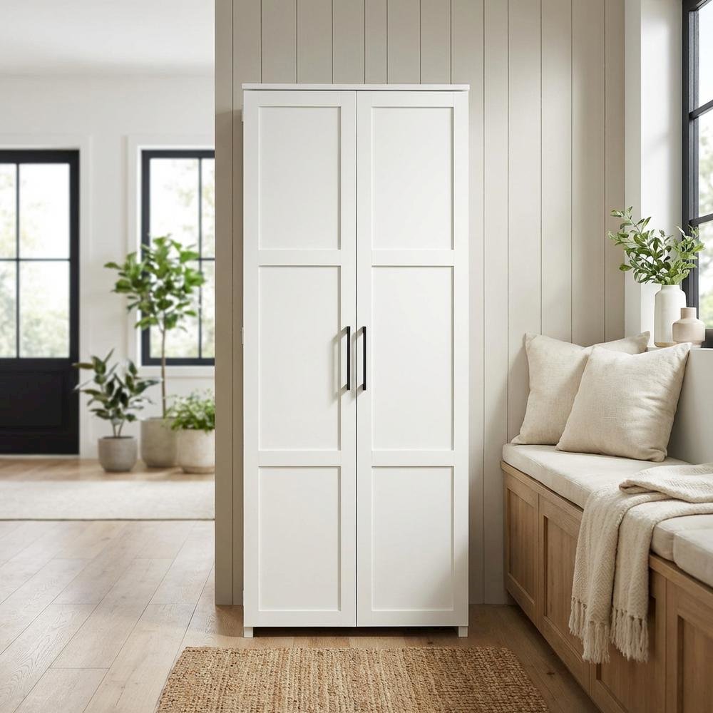White Finish Storage Cabinet With Spacious Interior And Modern Design. Picture 3