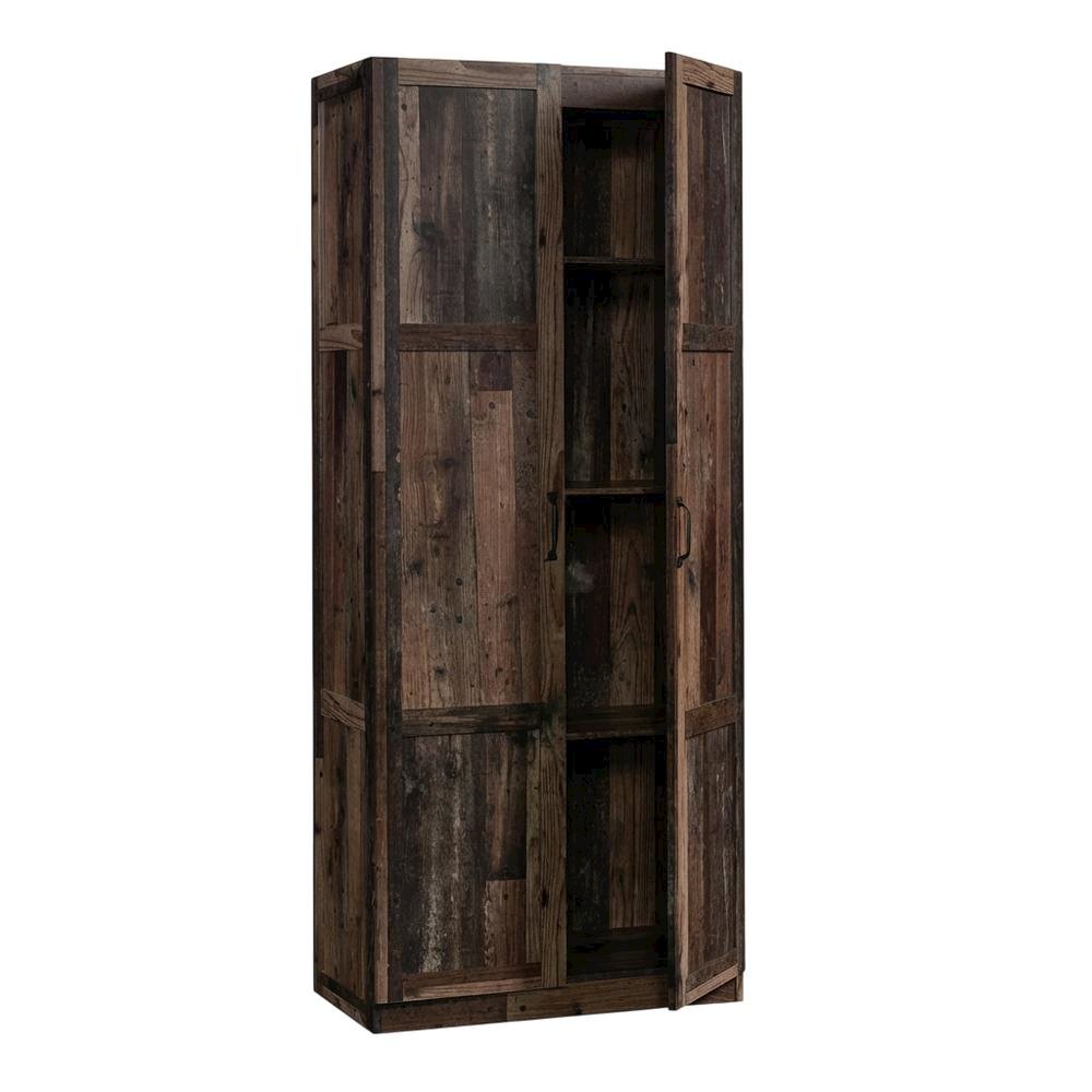 Rustic Brown Storage Cabinet With Reclaimed Pine Finish, Rectangular Design. Picture 1