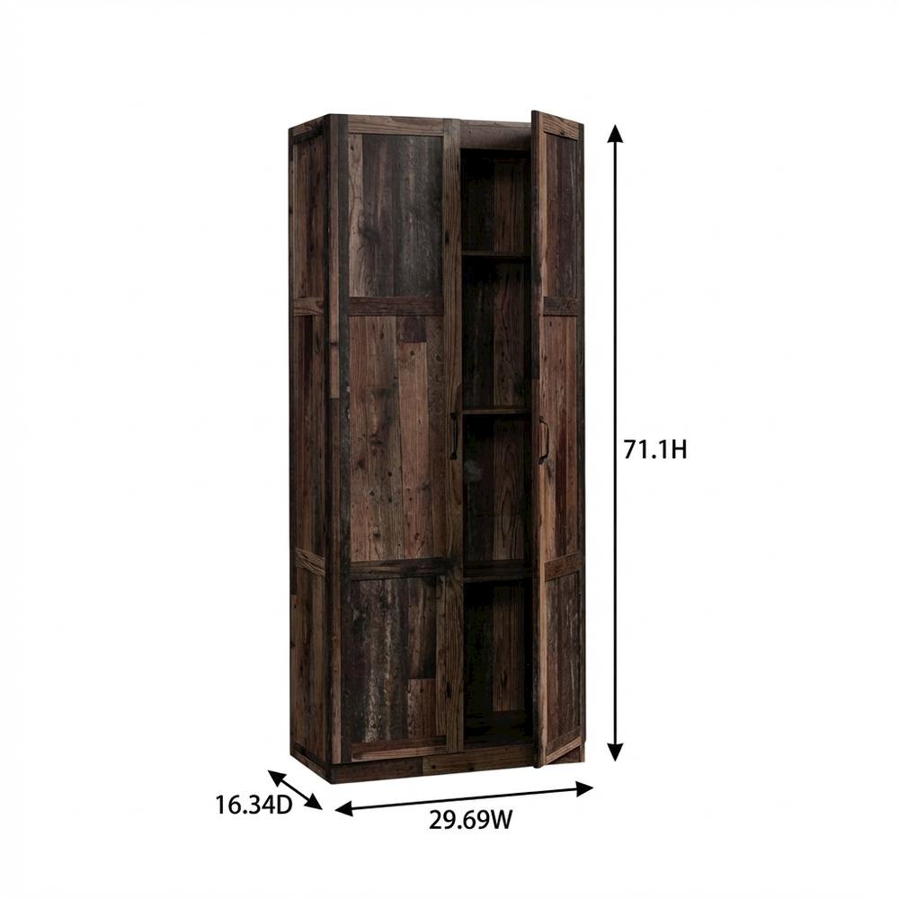 Rustic Brown Storage Cabinet With Reclaimed Pine Finish, Rectangular Design. Picture 7