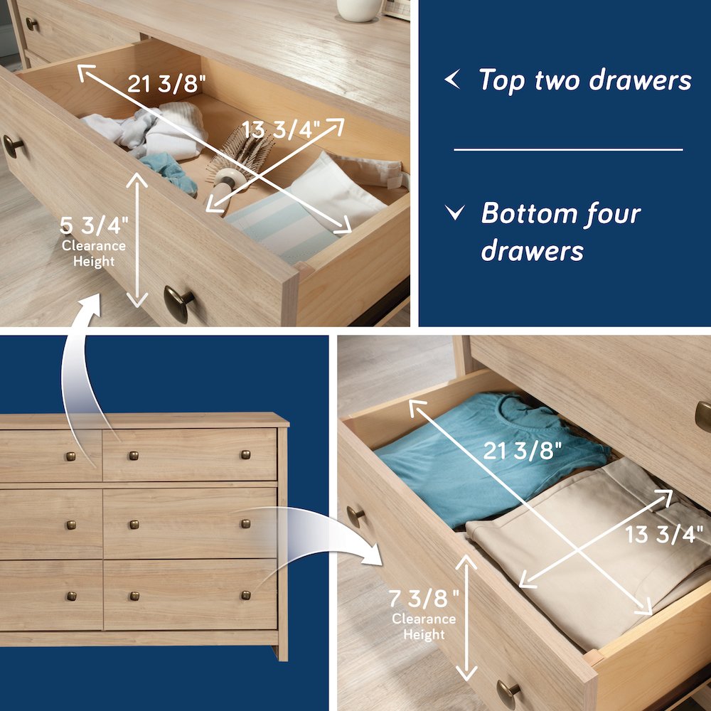 River Ranch 6-Drawer Bedroom Dresser, Harvest Walnut Finish. Picture 8