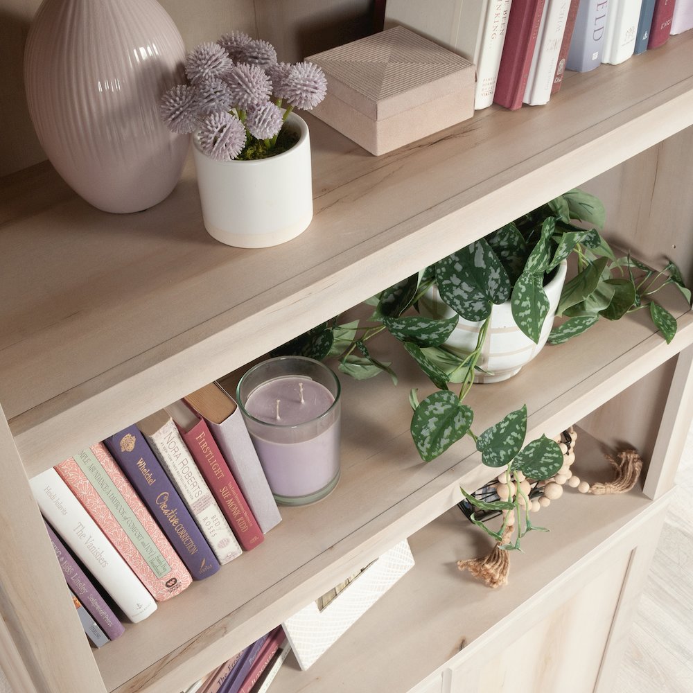5-Shelf/Book Shelf 2-Door Bookcase, Pacific Maple Finish. Picture 10