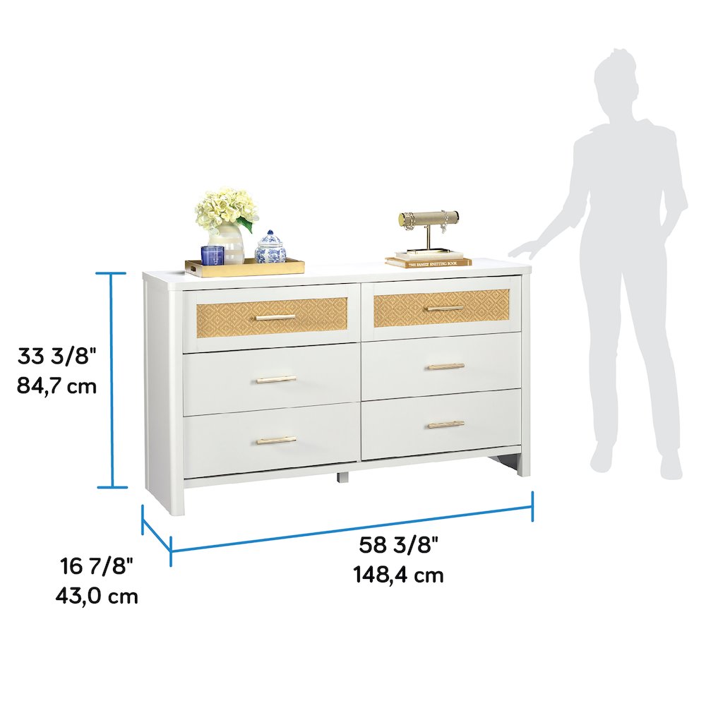 Isabella Isle 6-Drawer Dresser, White Finish. Picture 6