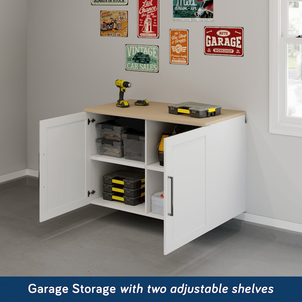 GarageCore Bundled Cabinet with MDF Top & Doors, White Finish. Picture 2