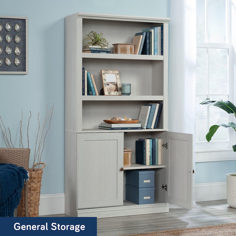 5-Shelf/Book Shelf 2-Door Bookcase, Glacier Oak Finish. Picture 2