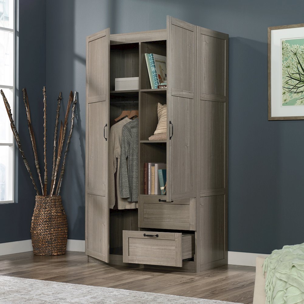 Storage Cabinet 40 X 19 Deep, Silver Sycamore finish. Picture 7