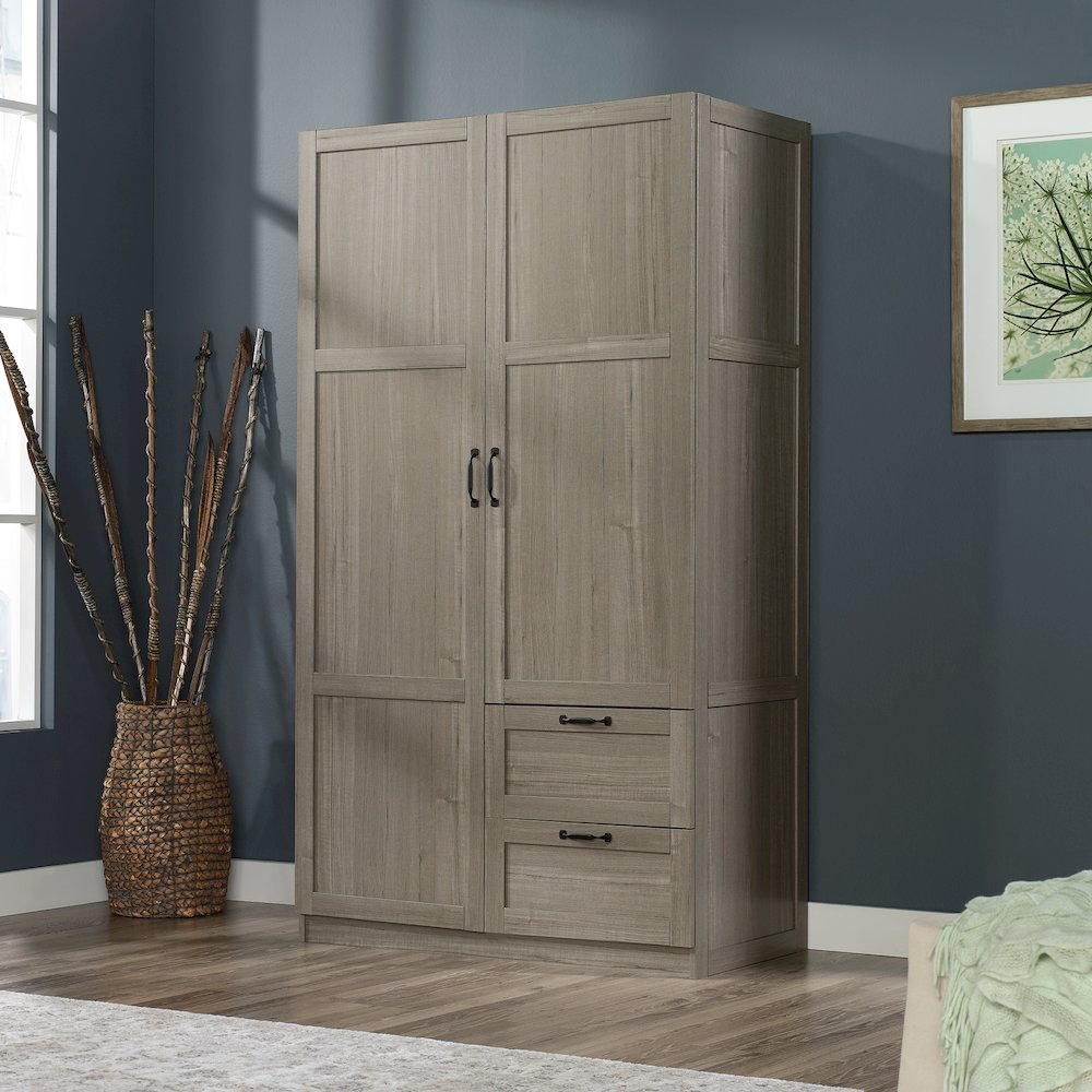 Storage Cabinet 40 X 19 Deep, Silver Sycamore finish. Picture 2