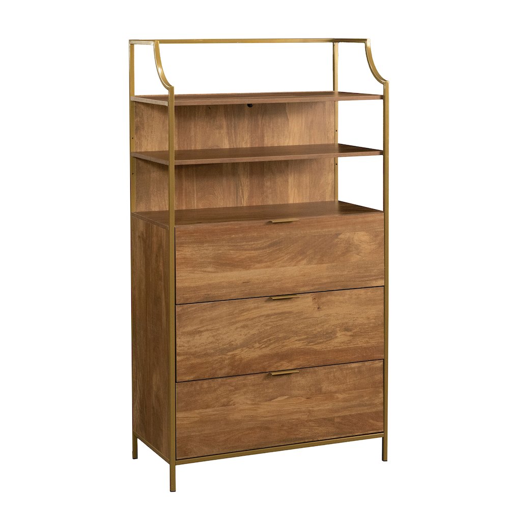Bedroom 3- Drawer Dresser with Shelves, Sindoori Mango Finish. Picture 1