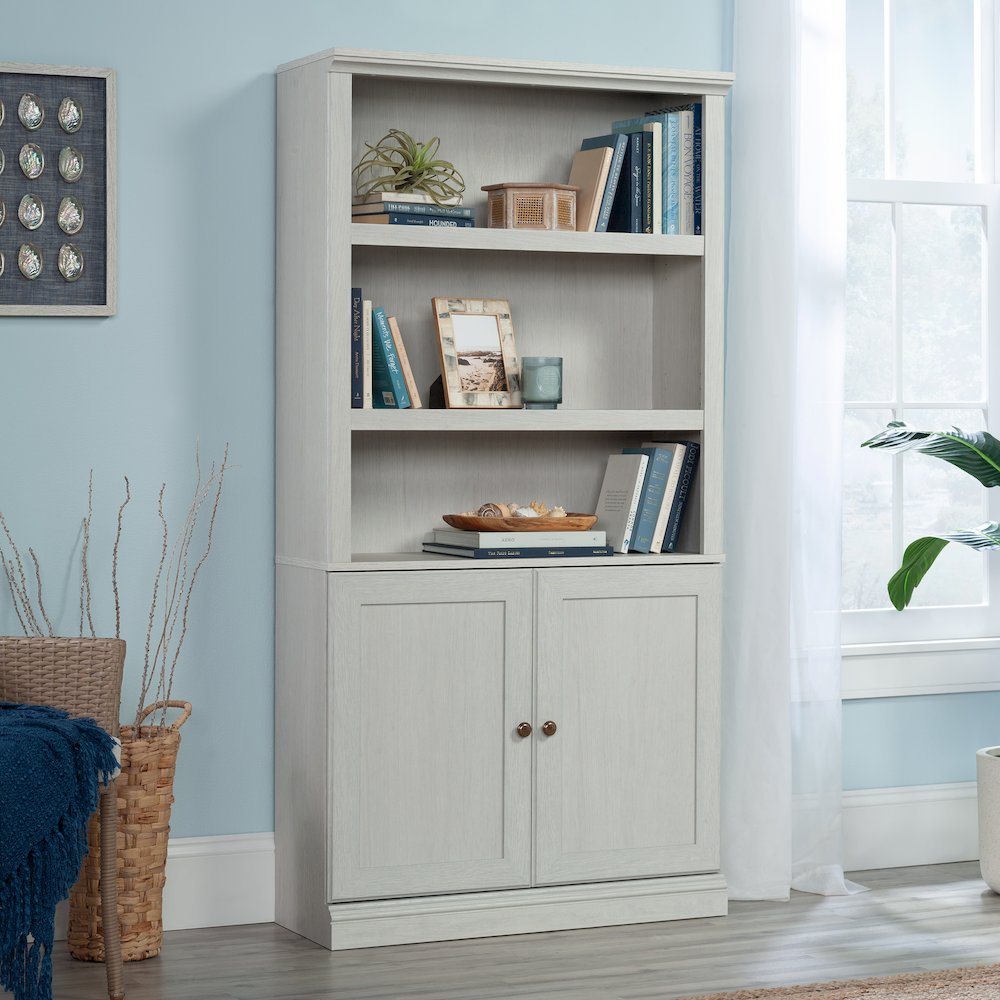 5-Shelf/Book Shelf 2-Door Bookcase, Glacier Oak Finish. Picture 1