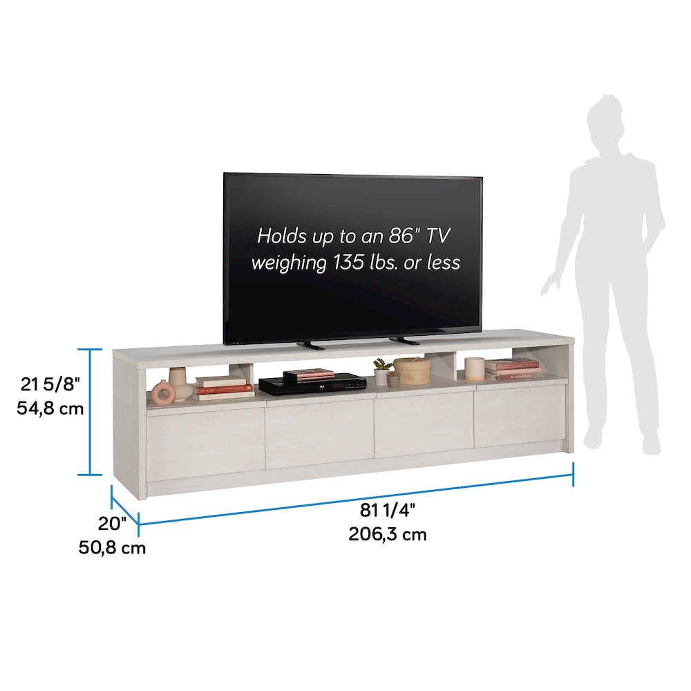 Harvey Park Large TV Credenza, for TV's up to 86", Alabaster Oak Finish. Picture 6