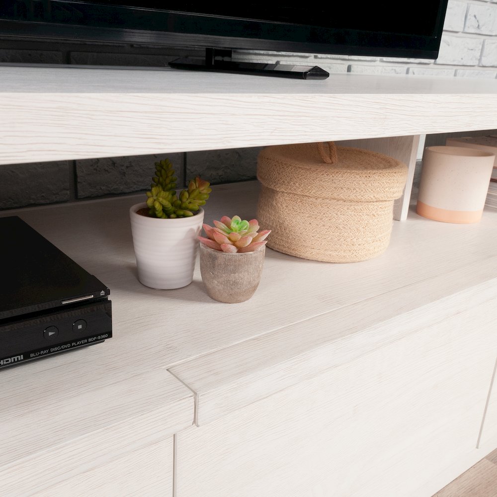 Harvey Park Large TV Credenza, for TV's up to 86", Alabaster Oak Finish. Picture 11