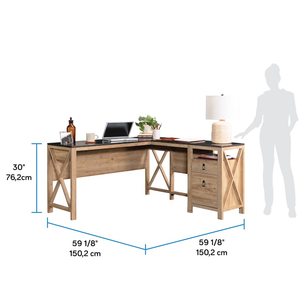 Newberry Lane L-Shaped Desk with Drawers in Khaki Pine. Picture 4