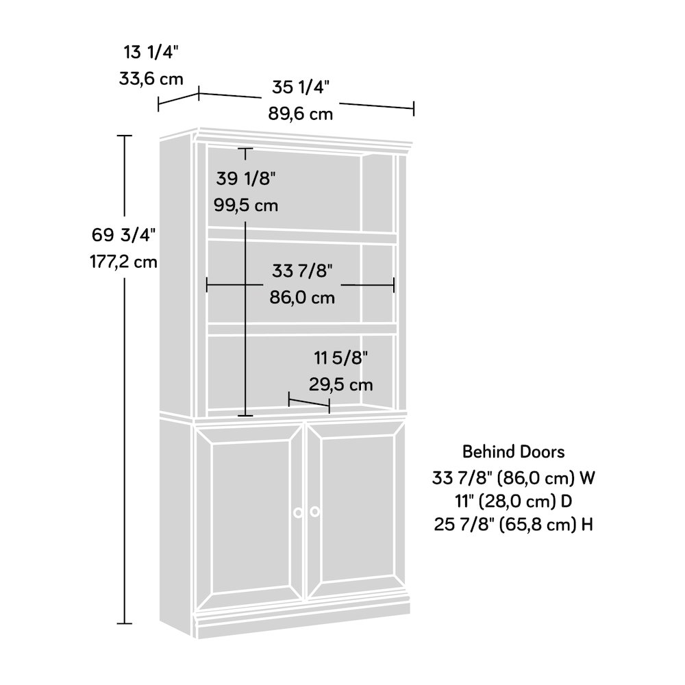 5-Shelf/Book Shelf 2-Door Bookcase, Laurel Oak Finish. Picture 12