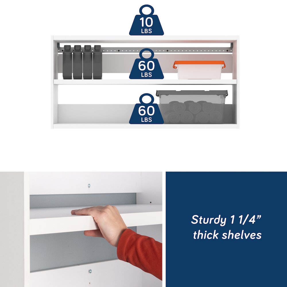 GarageCore Upper Cabinet Shelves, White Finish. Picture 8