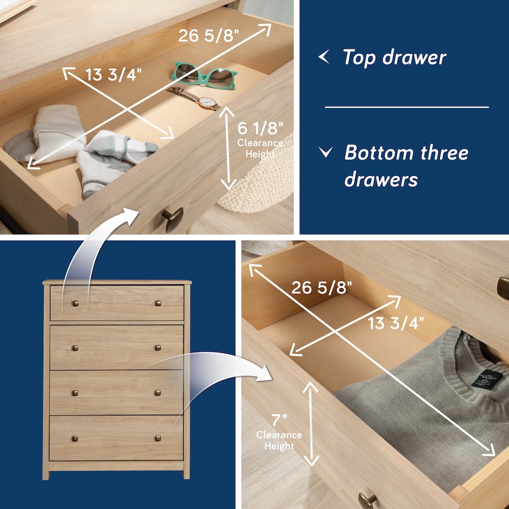 River Ranch 4-Drawer Bedroom Chest, Harvest Walnut Finish. Picture 8