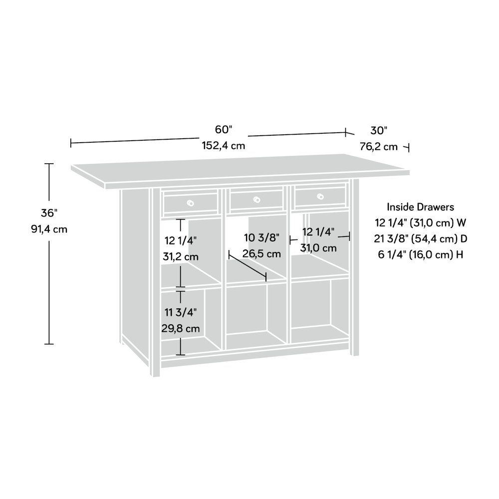 Durable Craft Work Table with Storage/Pantry cabinets, Mystic Oak Finish. Picture 3
