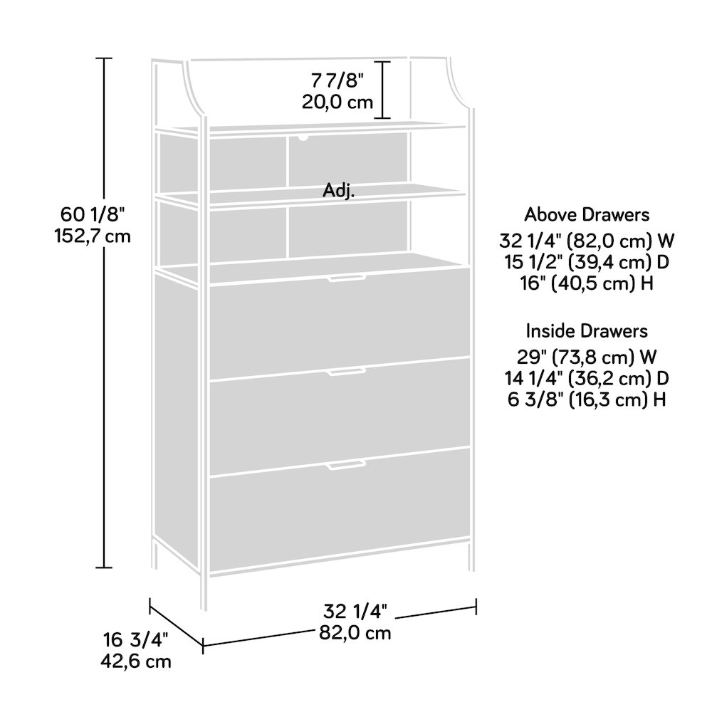 Bedroom 3- Drawer Dresser with Shelves, Sindoori Mango Finish. Picture 11