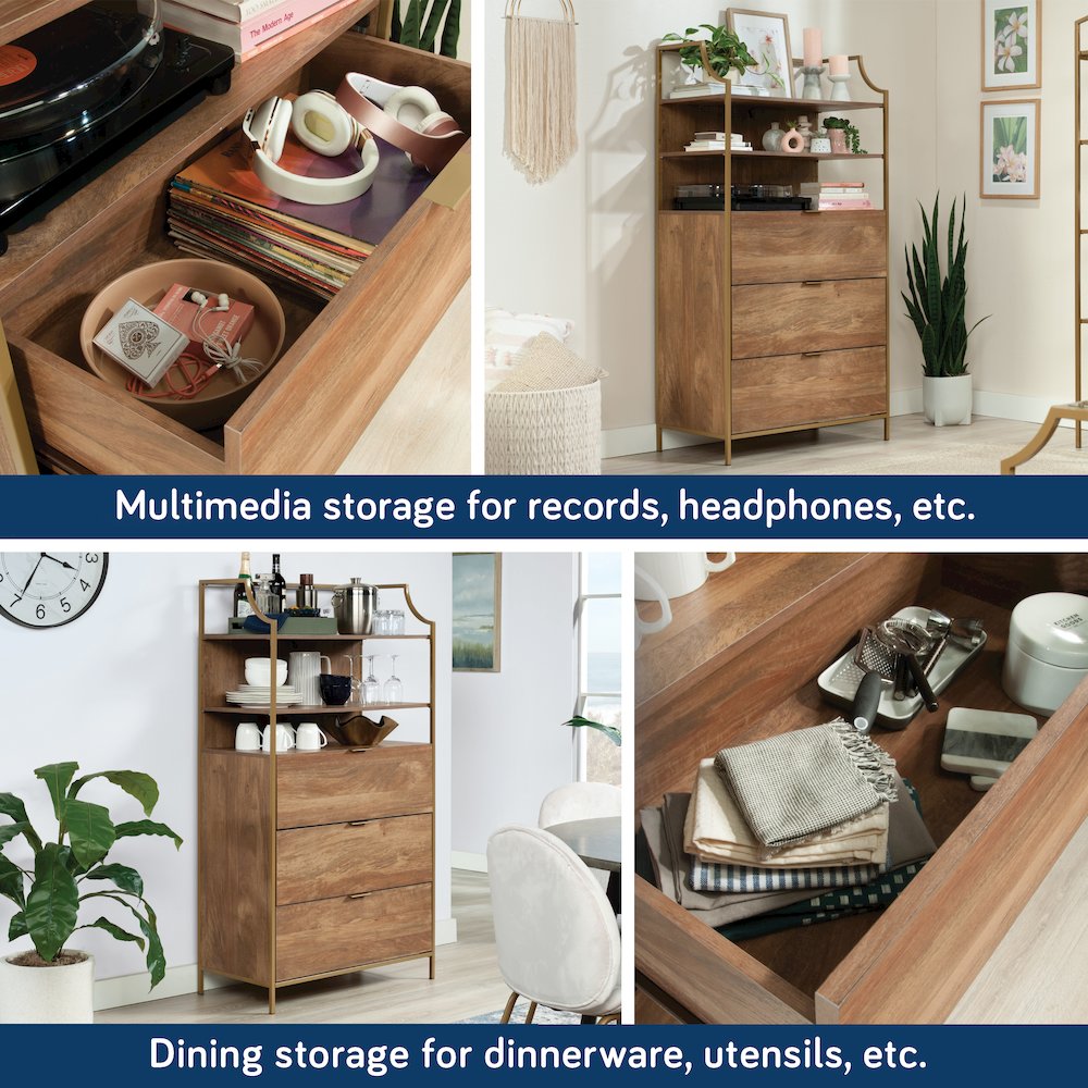 Bedroom 3- Drawer Dresser with Shelves, Sindoori Mango Finish. Picture 4