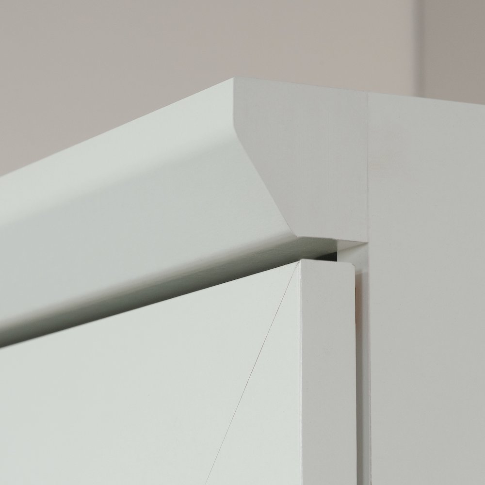 Kitchen Pantry Storage Cabinet, Single Door, Adjustable Shelves, in Soft White. Picture 5