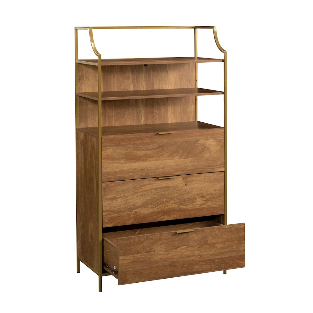 Bedroom 3- Drawer Dresser with Shelves, Sindoori Mango Finish. Picture 12