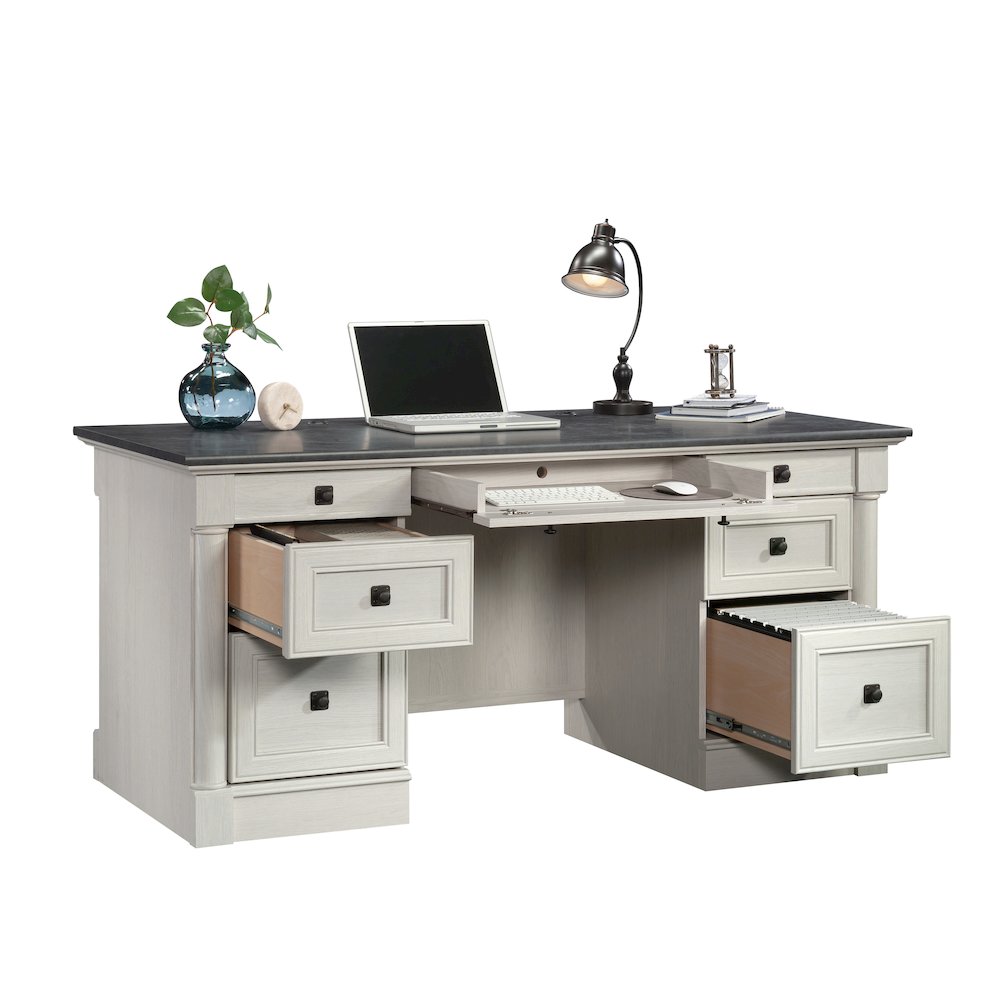 Palladia Executive Desk, Glacier Oak finish. Picture 1
