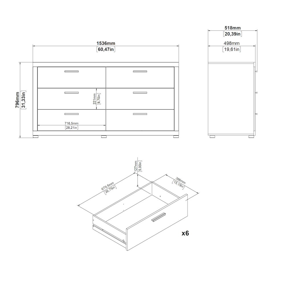 Mira 6 Drawer Double Dresser, Jackson Hickory. Picture 10