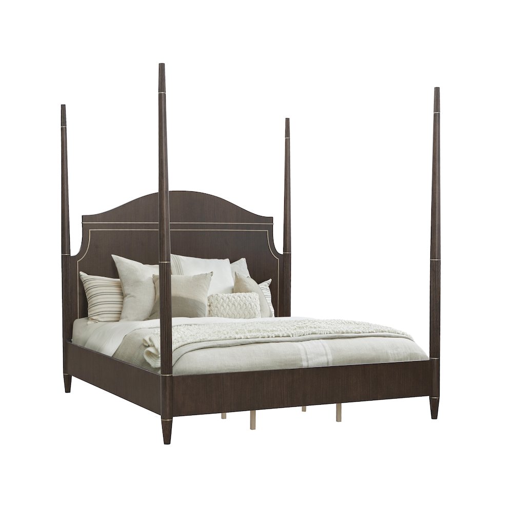 Asher Park King Poster Bed, Piano Brown Finish. Picture 1