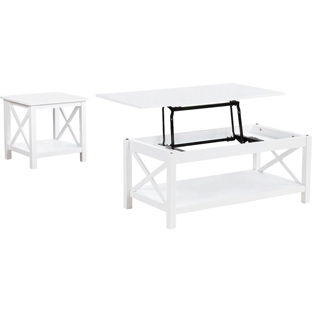 Skyview 2-piece Rectangular Lift Top Coffee Table Set White. Picture 4