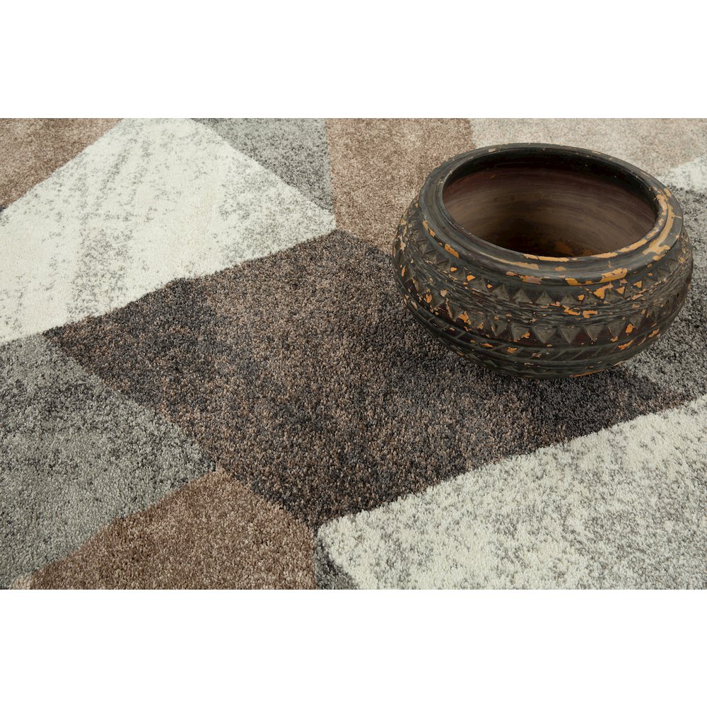 Bora 02 Abstract Mosaic Area Rug - Brown, Gray & Ivory. Picture 3