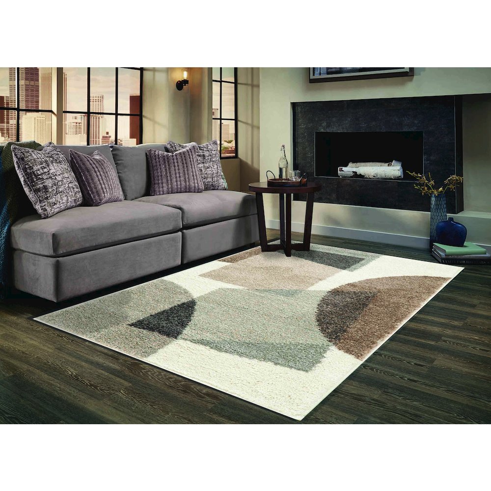 Bora 03 Modern Abstract Area Rug - Beige, Taupe & Brown. Picture 2