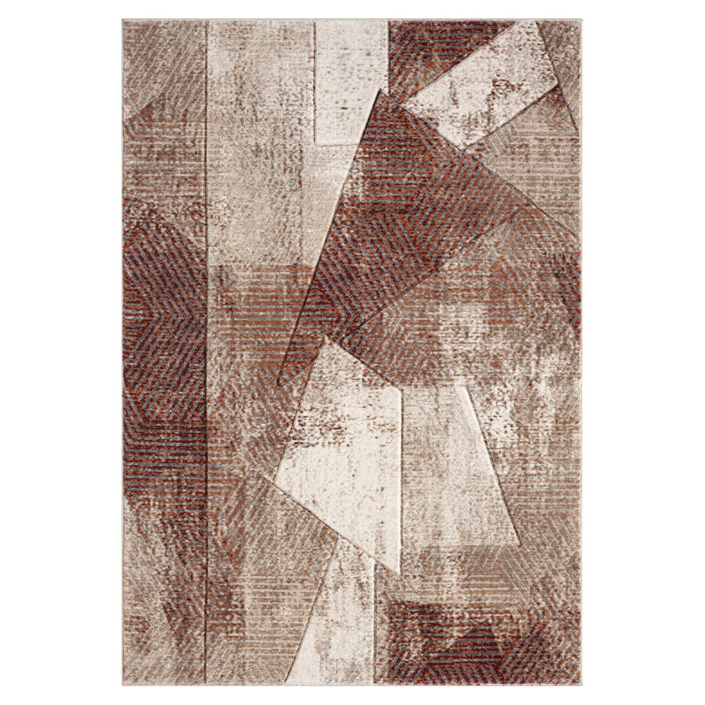 Alexia 05 Abstract Area Rug – Rust, Beige & Cream. Picture 1