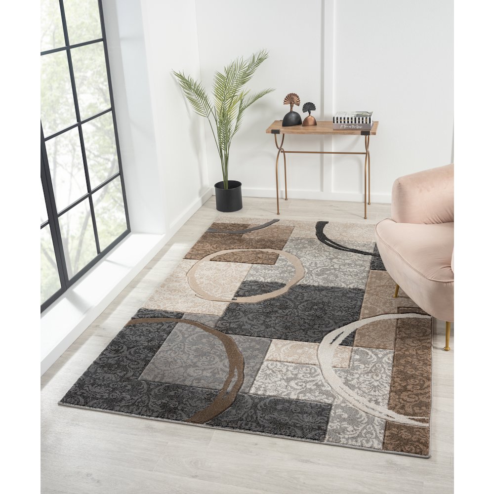 Alexia 06 Modern Abstract Area Rug – Beige, Brown & Gray. Picture 2