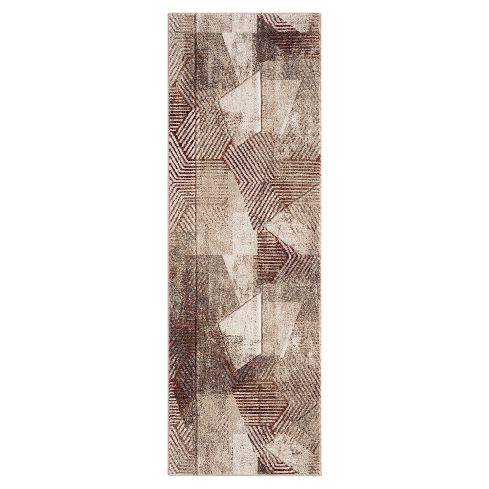 Alexia 05 Abstract Area Rug – Rust, Beige & Cream. Picture 1